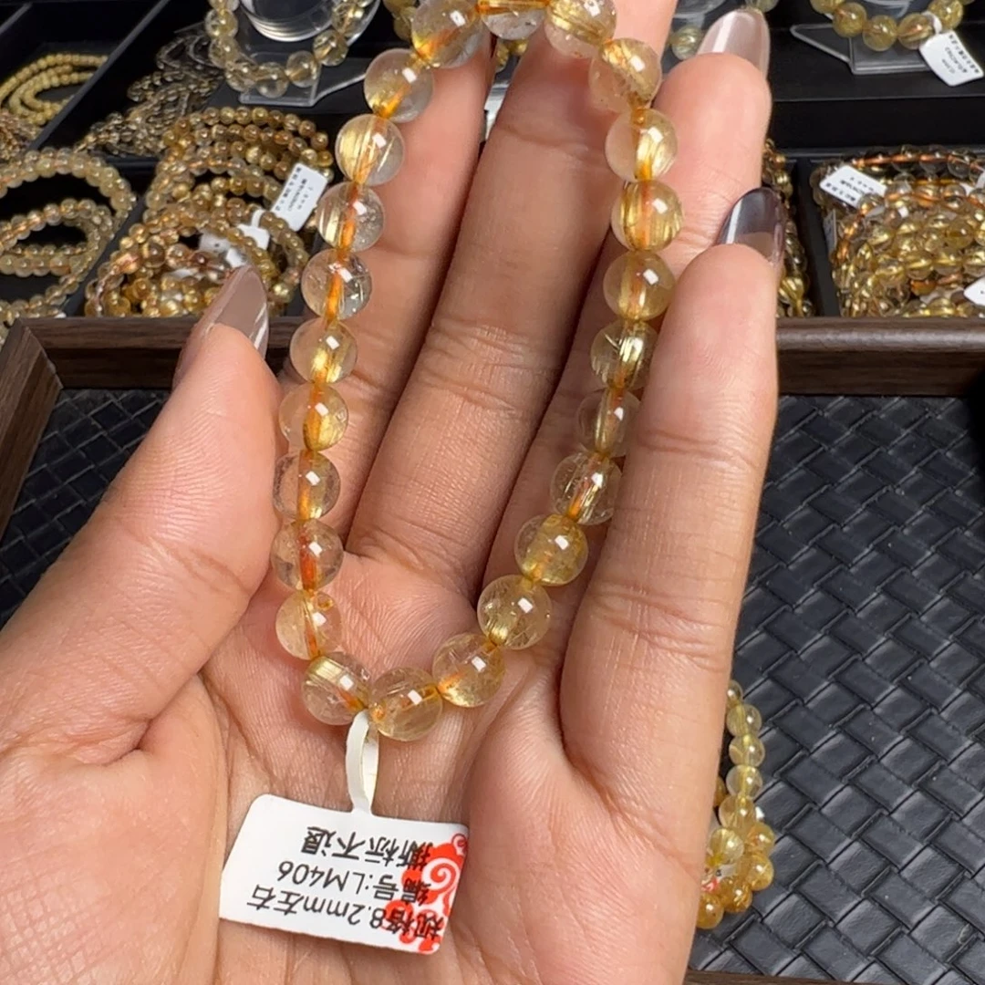 泡***u未镶嵌手链水晶天然金发晶