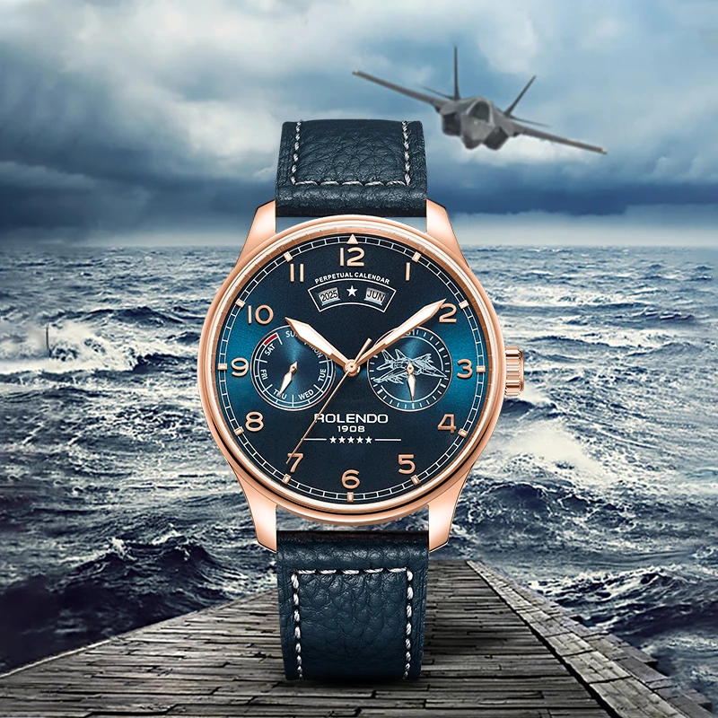 罗兰度ROLENDO-战鹰系列全自动机械男士腕表RG7210蓝色