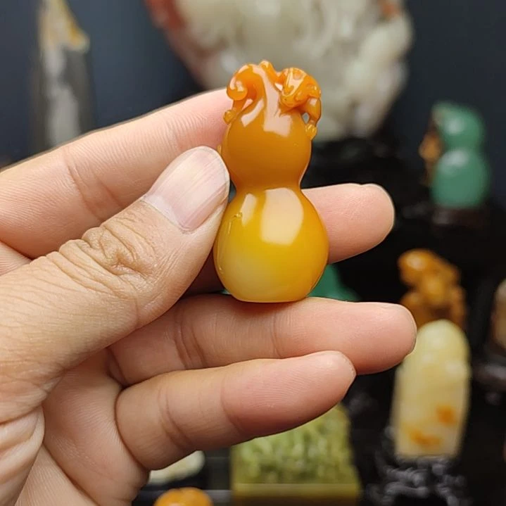 寿山石印石手把件挂件