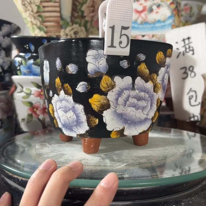 景德镇手绘花盆满38包邮偏远地区除外