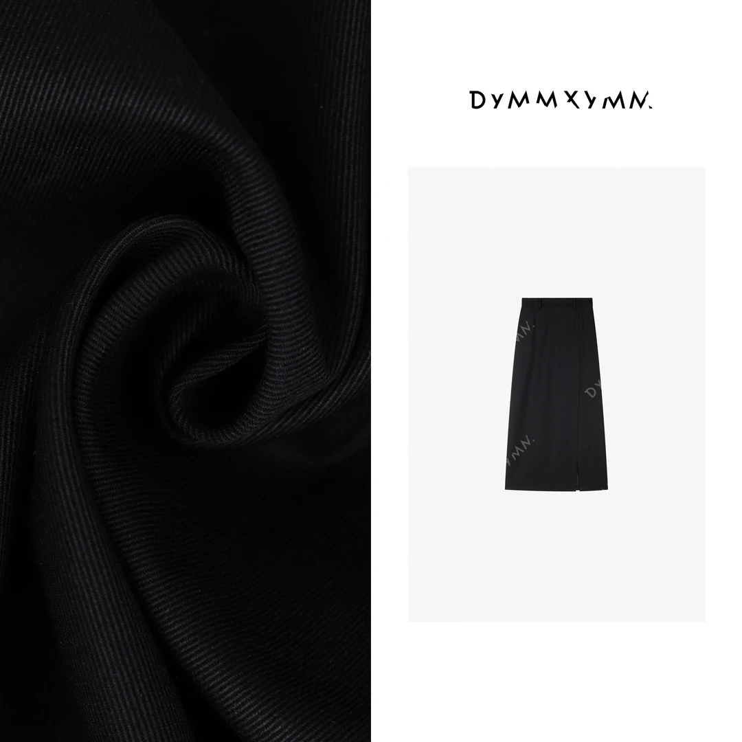 【DYMMXYMM】-巴家·小众设计师时尚高级感时装腰开叉毛半裙-FWF0243