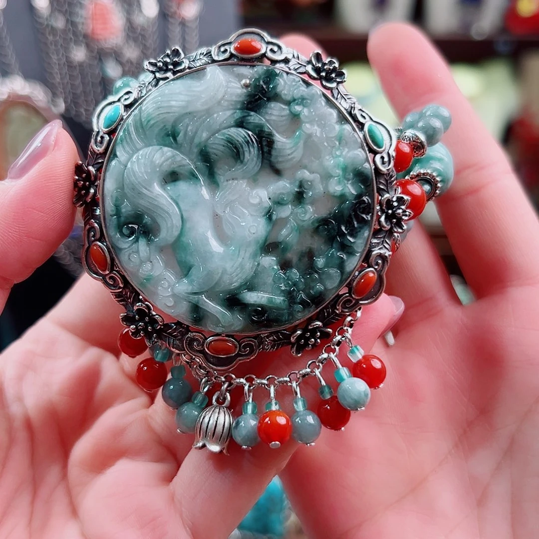 翡翠银S925镶嵌手链手链