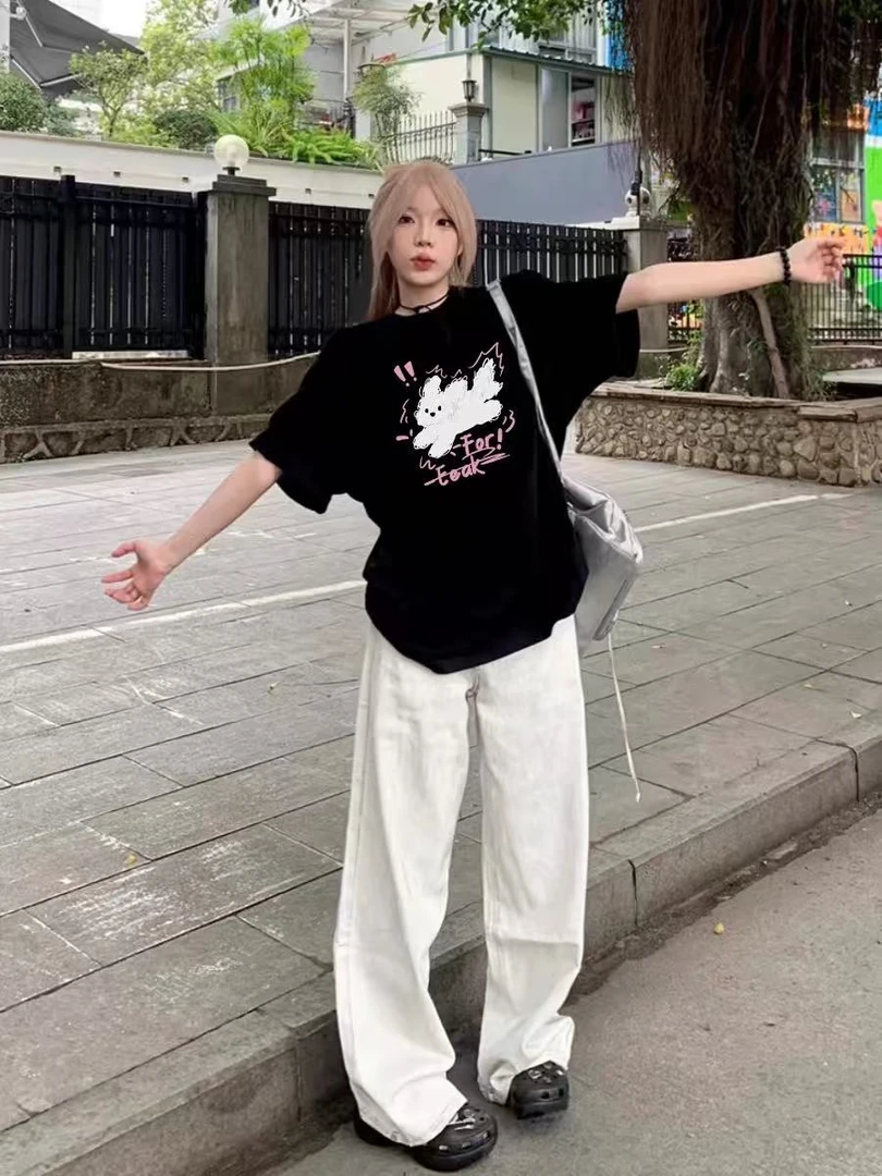 NASA联名T恤男女同款短袖夏季潮牌印花针织宽松休闲网红美式简约