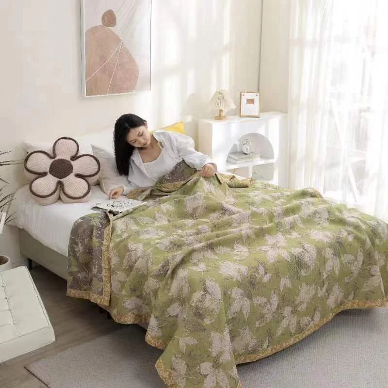 【M床盖-落叶知秋】200*230cm多层纱布棉布细沙柔软通用床盖