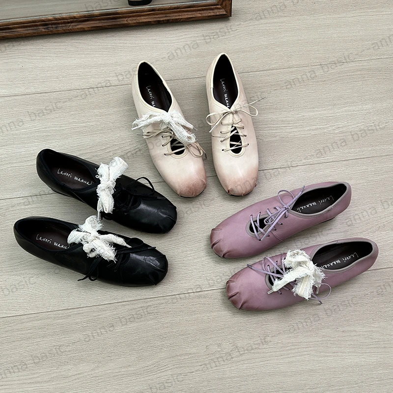 3cm/2002牛皮系带单鞋女春夏百搭圆头内增高法式玛丽珍鞋学院风