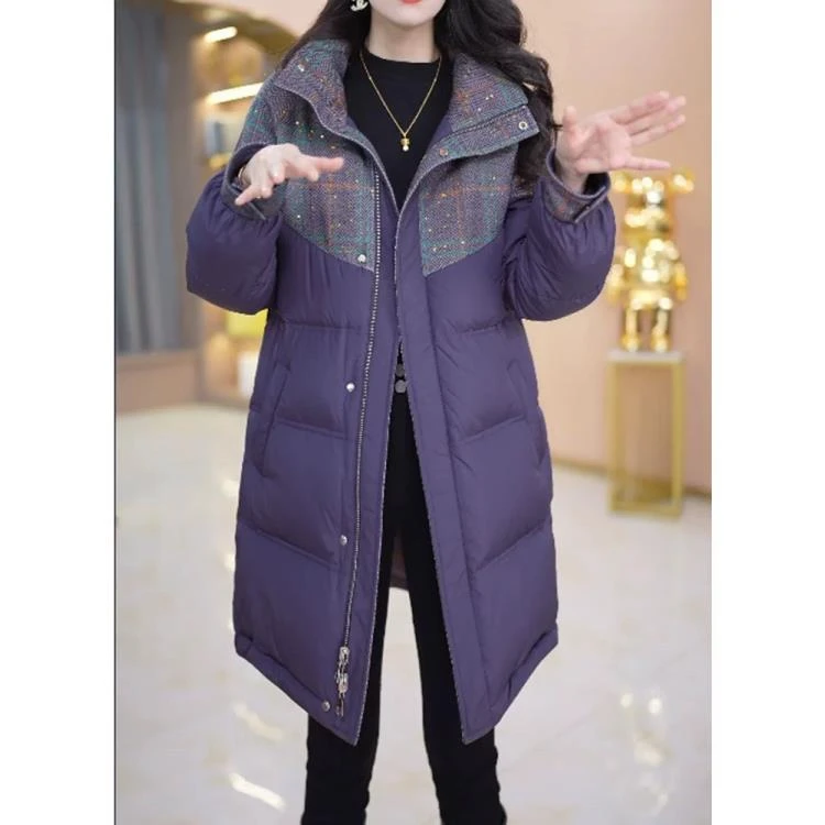 2024年冬季新款时尚加厚保暖妈妈双面穿羽绒服女白鸭绒面包服外套