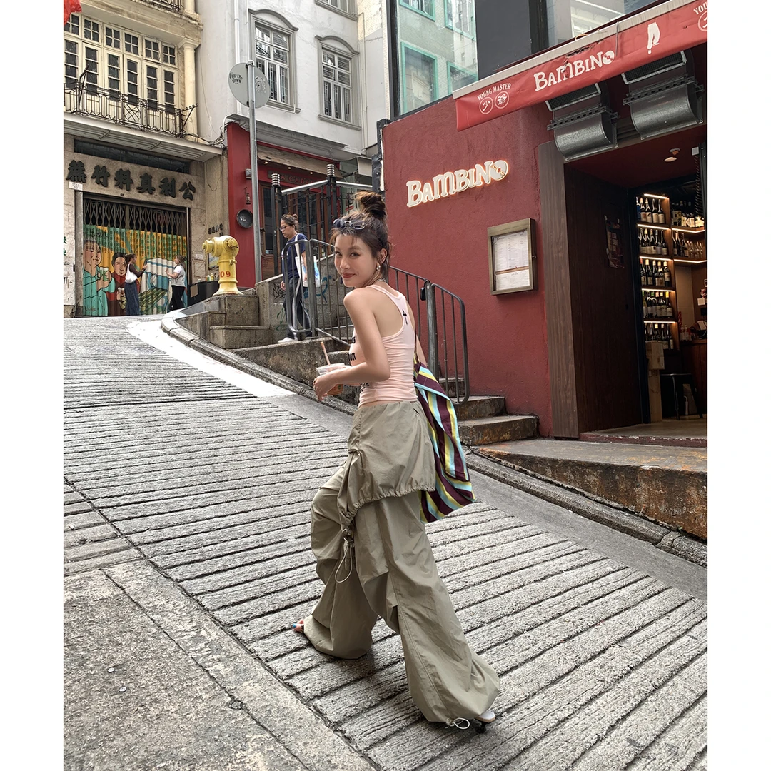 【空降兵】假两件绑带伞兵裤工装阔腿裤4267