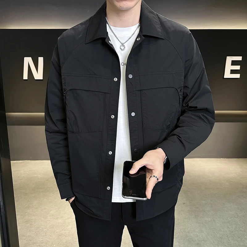 佰格翰新款春秋季男士帅气翻领夹克潮流百搭休闲翻领韩版外套9218