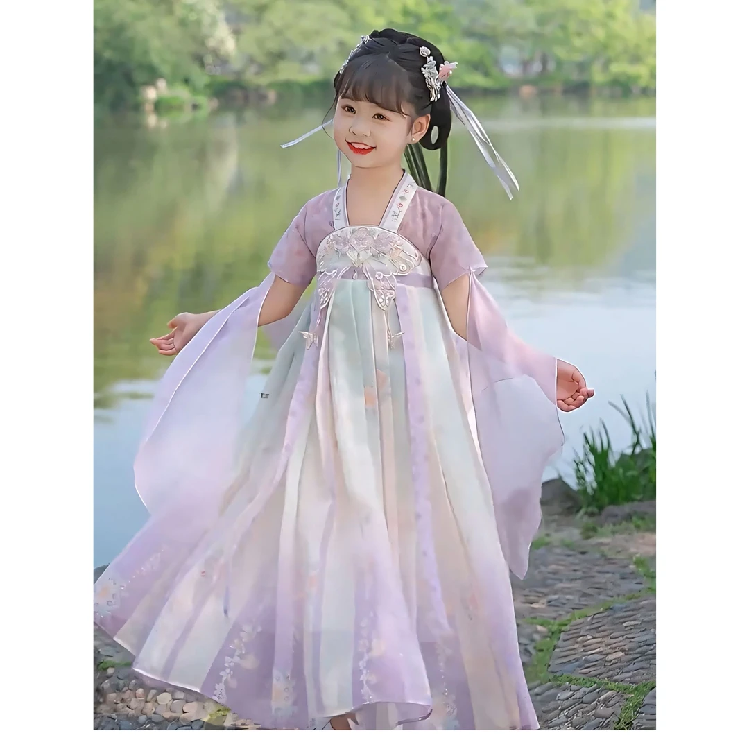 汉服女童古装夏季连衣裙2025超仙儿童新款仙女薄款古风唐装公主裙