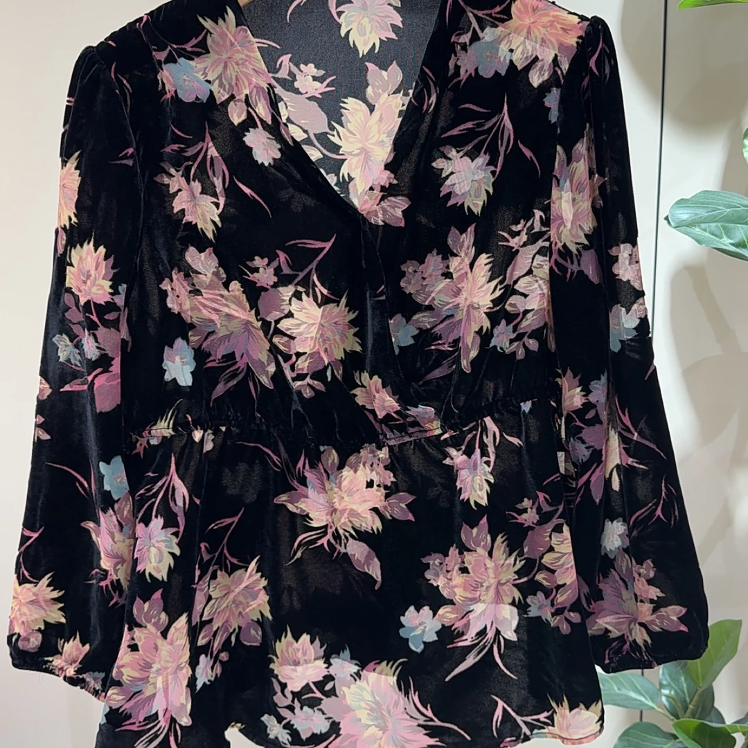 胖人坊植绒丝绒V领衫4939衣长68