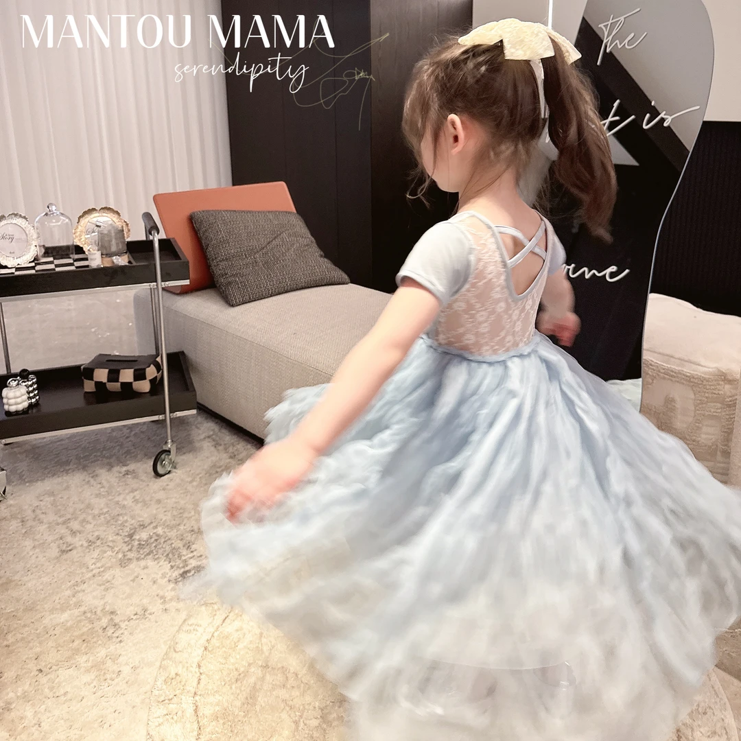 【Mantoumama】【现货】后背蕾丝连衣裙女童夏季高级感甜美公主网纱裙