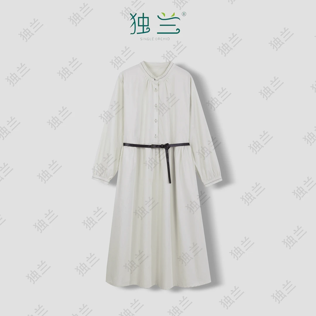 [众颖]长袖连衣裙女早秋季2025新款温柔风气质收腰显瘦全棉裙子