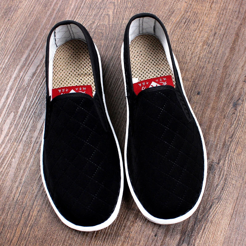 春季新款老北京布鞋男手工加厚千层底高档软底透气一脚蹬耐磨男士