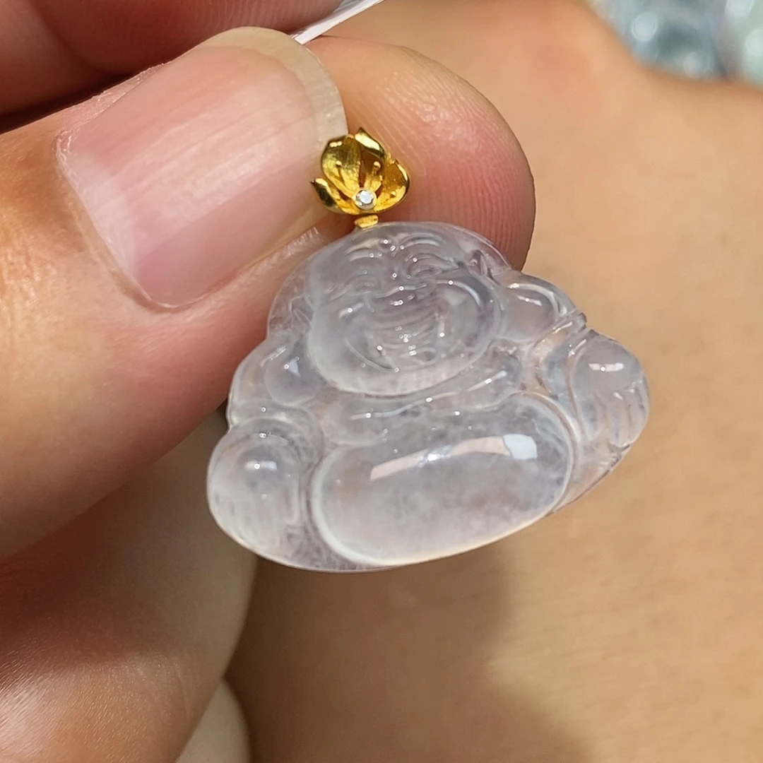 翡翠18K金镶嵌颈饰佛公