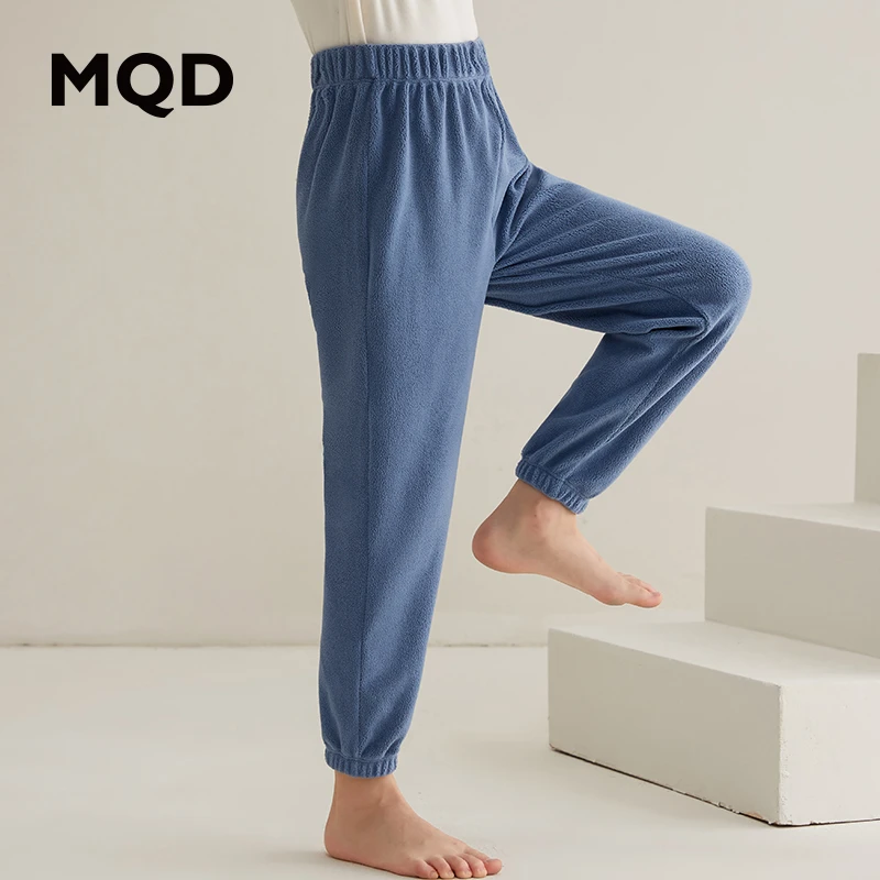 MQD儿童睡裤男长裤珊瑚绒男童外穿家居裤女童秋冬保暖摇粒绒裤子