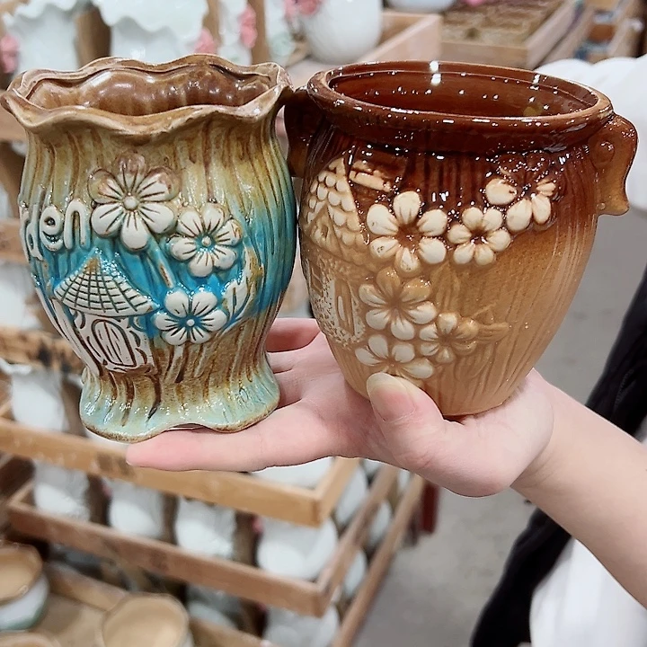 有孔.凑满10元发货多肉陶瓷花盆！