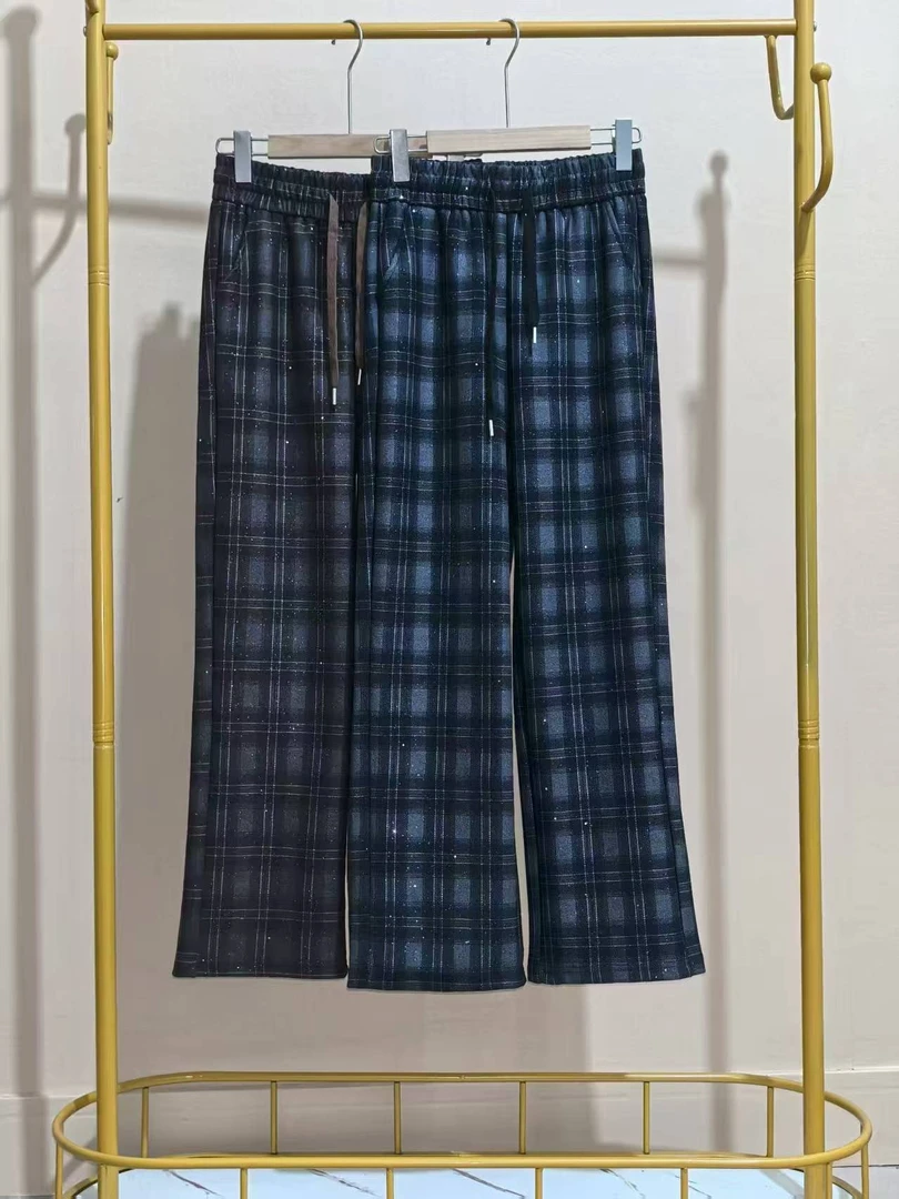 [2025]春秋季新款弹力格子休闲百搭直筒裤