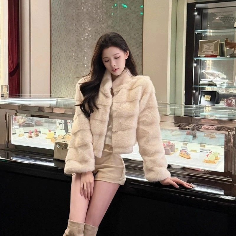 25年冬季贵气姐姐网红短款长袖立领外套时尚爆款短外套冬季百搭女