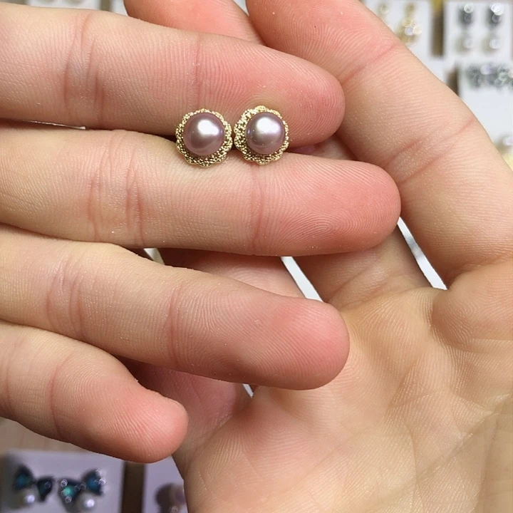 淡水珍珠耳饰银S925镶嵌