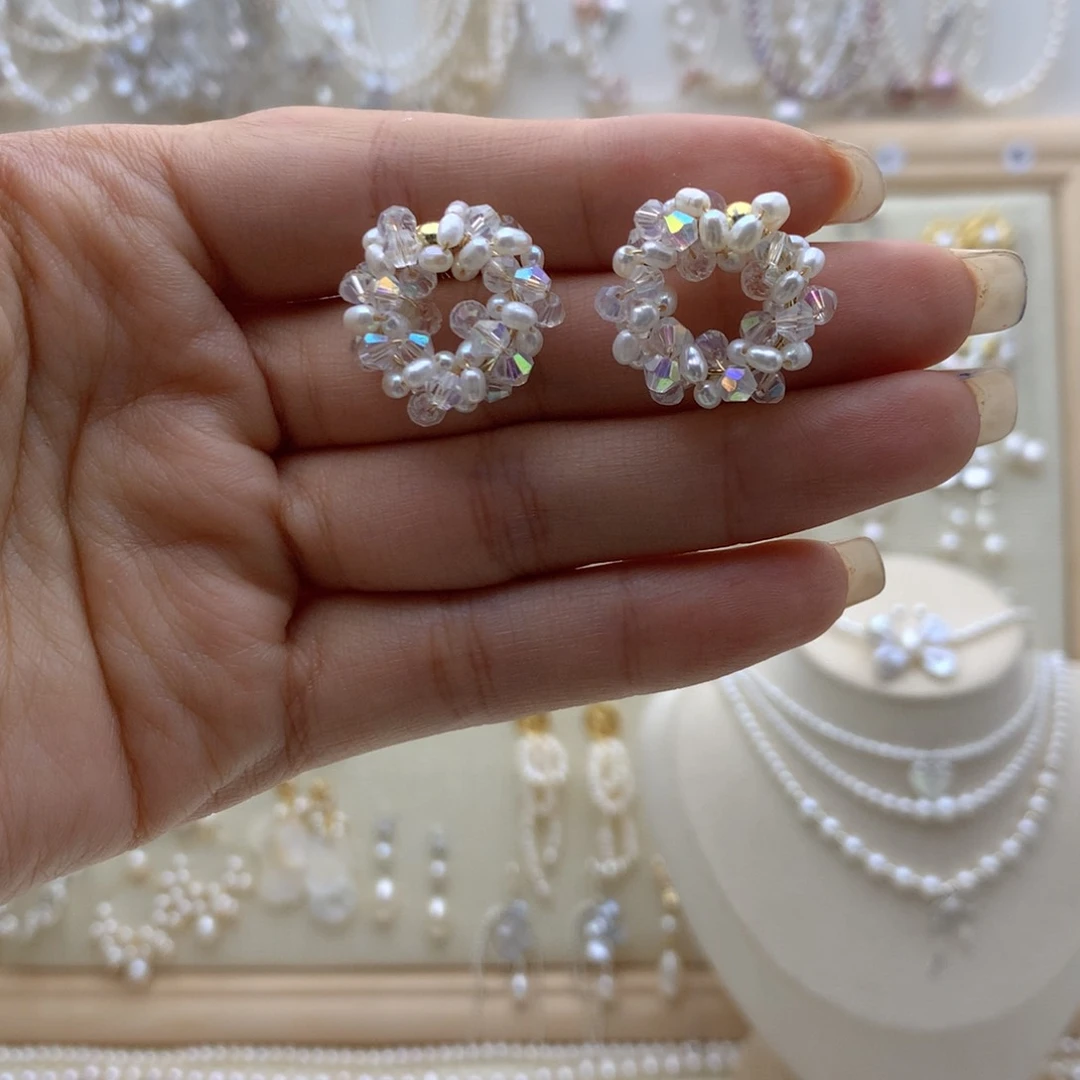 银S925镶嵌淡水珍珠耳饰