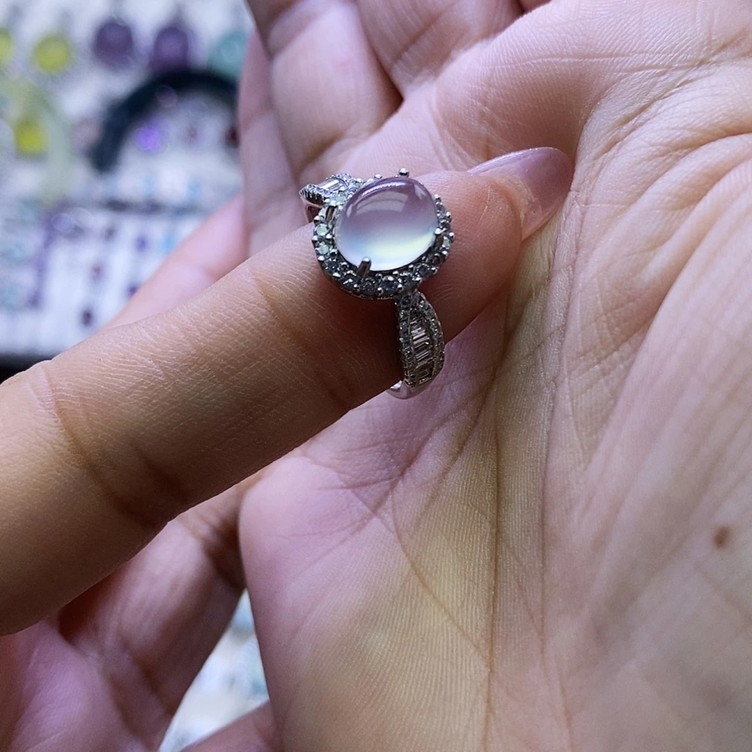 岫玉银S925镶嵌戒指