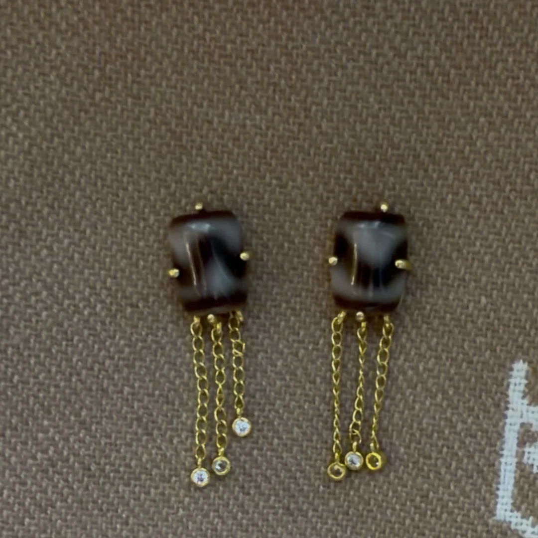 铜合金莫桑石耳饰 藏式风格气质款耳环