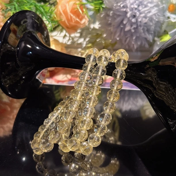 A623 卡8柠檬黄三圈手串[多样性发一]