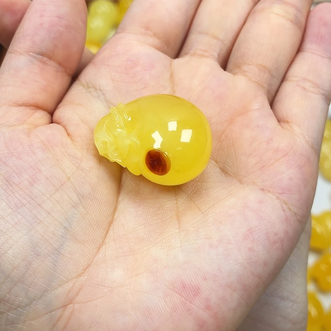 未镶嵌颈饰蜜蜡焦皮钱袋子
