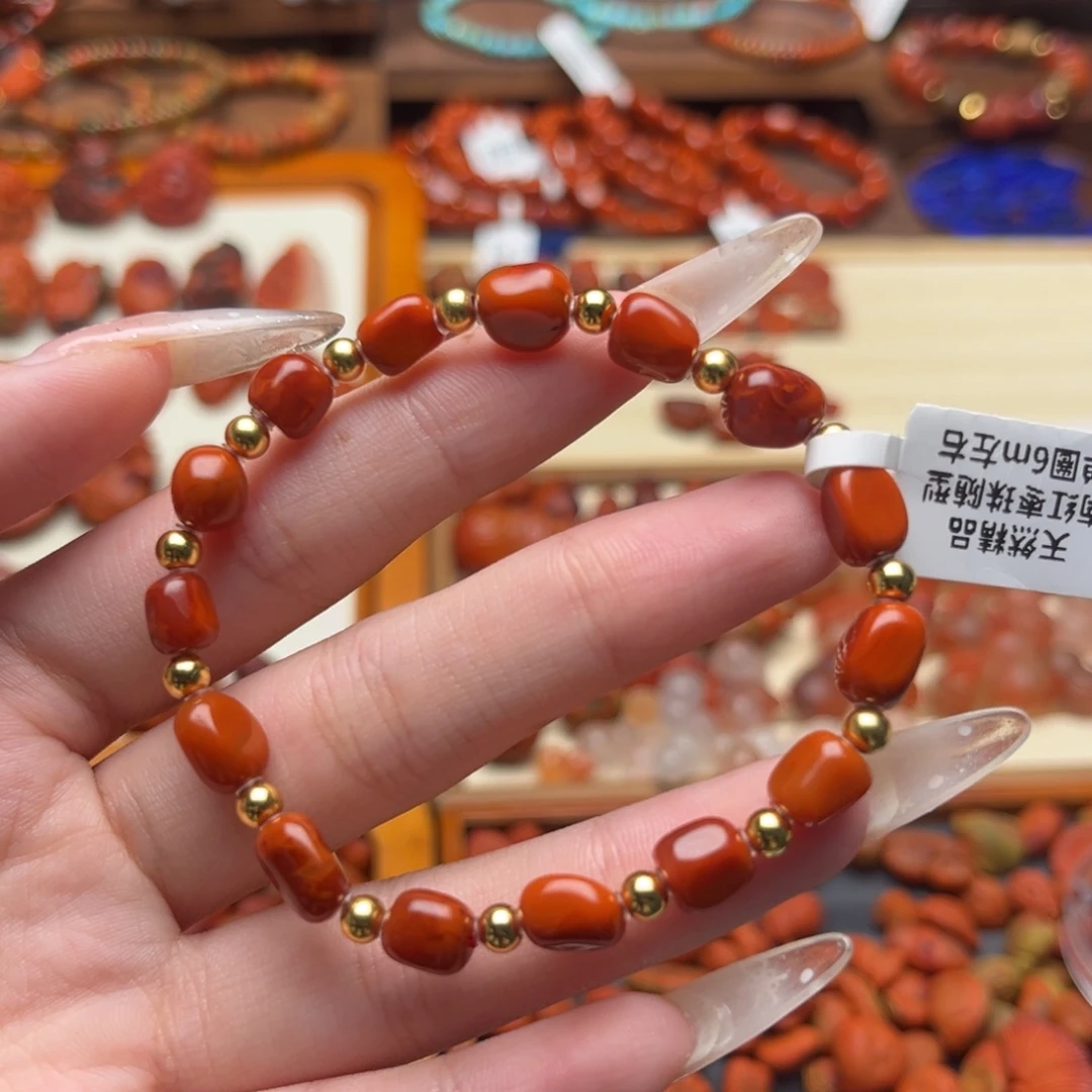 南红玛瑙未镶嵌1火焰纹随形手串6+