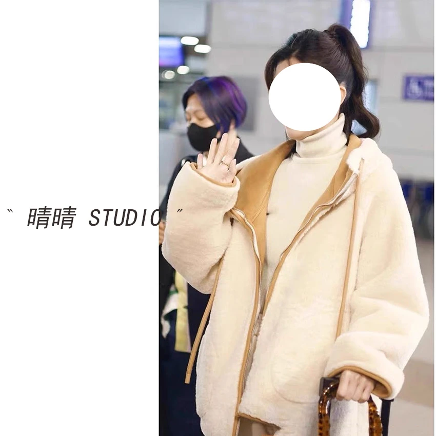 「舟大方同款-」25年冬韩系皮毛一体爆好穿 厚实连帽外套H702