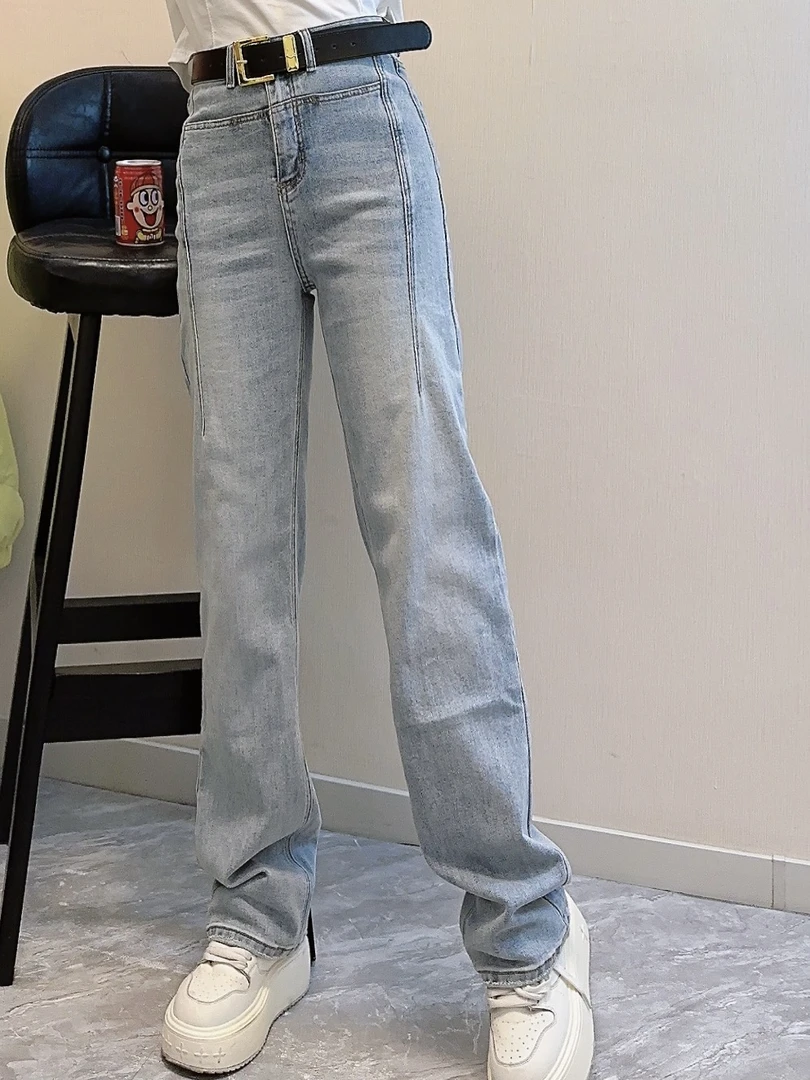 【鑫爷】春款窄版直筒牛仔裤后腰设计款显瘦百搭时尚韩版水洗裤007