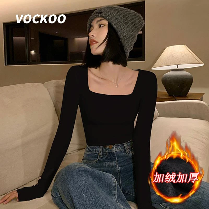 VOCKOO加绒加厚打底衫女秋冬季高级感风衣西装内搭时尚时髦洋气方