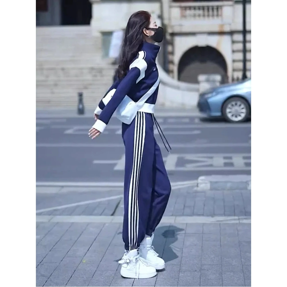 2025年新款网红时尚休闲运动服套装女春秋季长袖长裤两件套