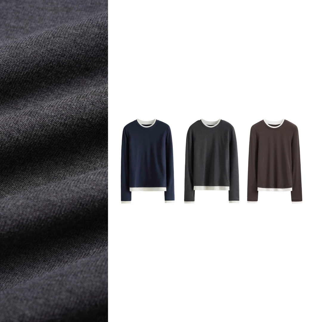 【大C严选】日单！高奢山羊绒混纺可机洗撞色打底衫~