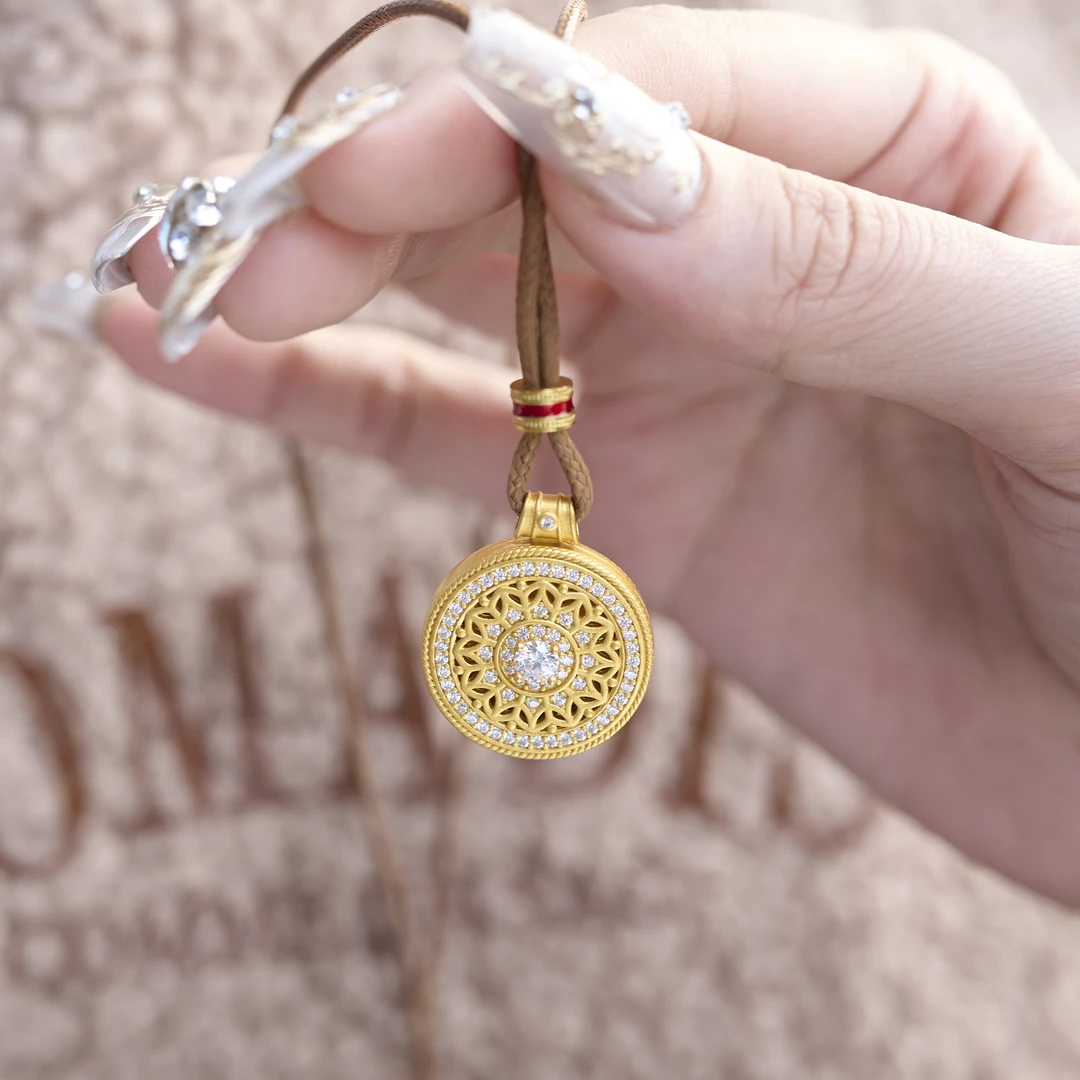 吊坠925银莫桑石 吉祥罗盘项链 国风新中式项链大众百搭女士轻奢