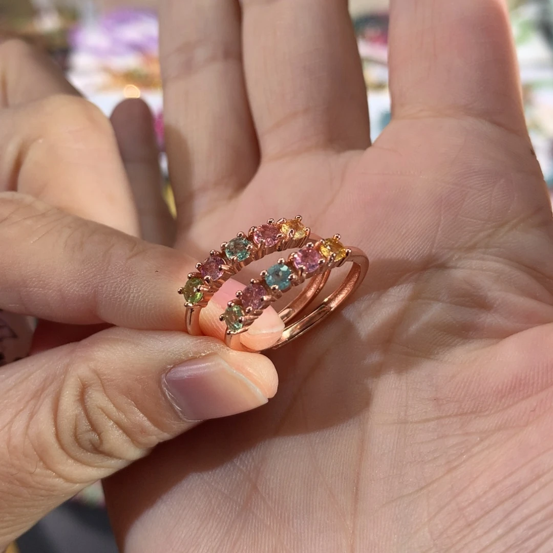 银S925镶嵌戒指碧玺多样性发其一