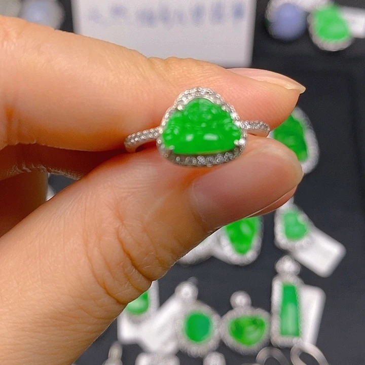 银S925镶嵌戒指翡翠