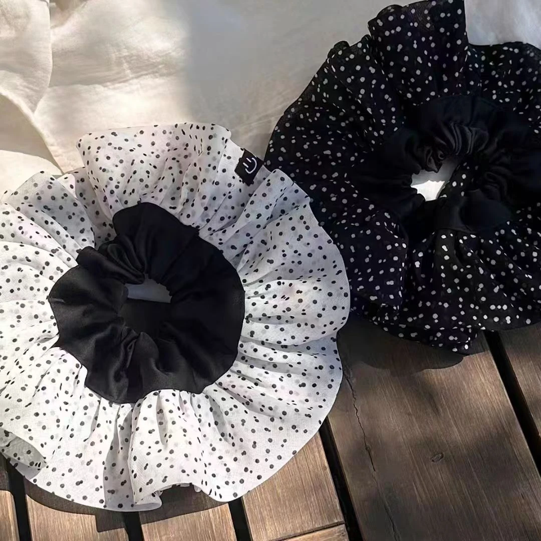 LULUK超大号雪纺波点大肠发圈扎发头绳气质马尾高级感2025新款