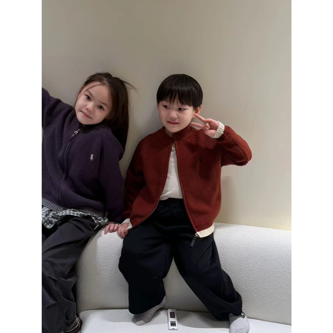【德绒-加绒加厚】儿童毛衣2025秋冬新款韩版百搭撞色针织衫自发热