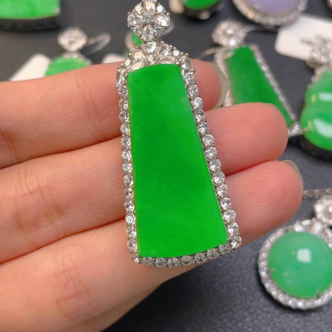 翡翠银S925镶嵌吊坠(不含链)