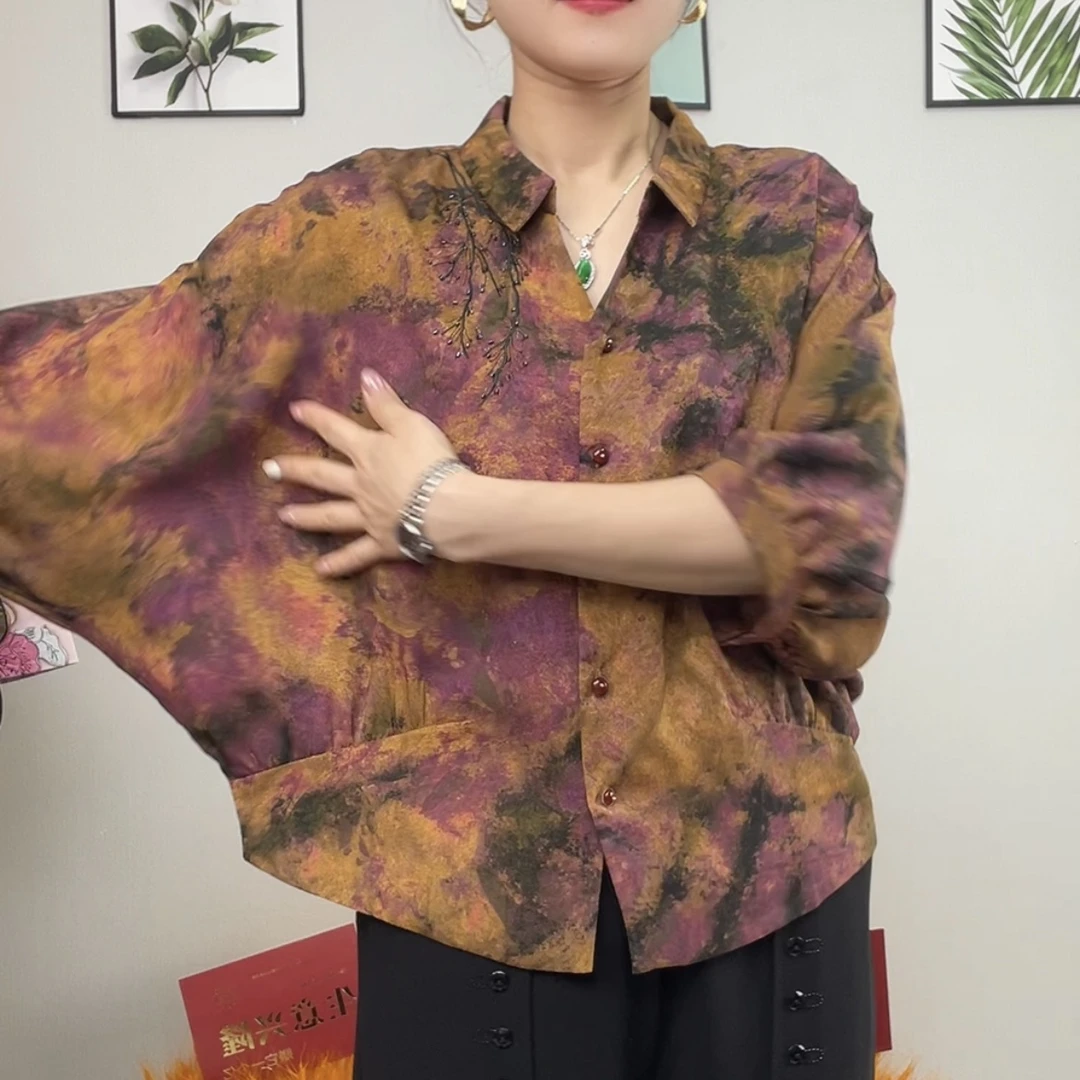 方领休闲宽松蝙蝠袖开衫