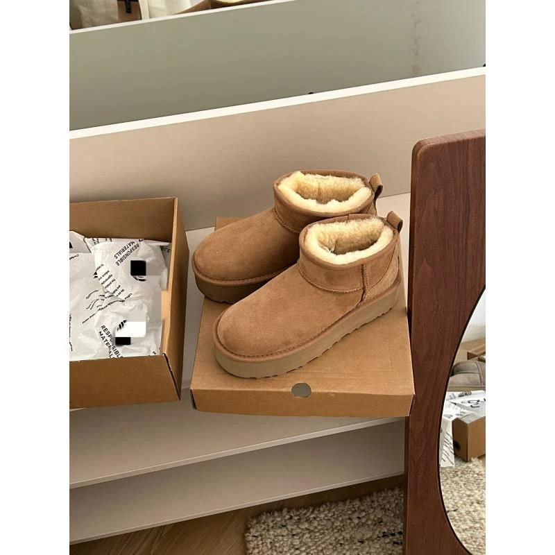 【3CM冬雨】 冬季雪地靴加绒加厚保暖防寒皮毛一体雪地靴