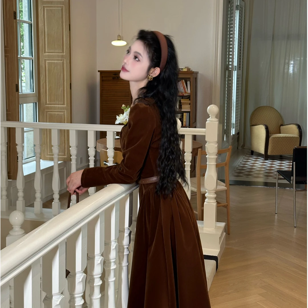 小八定制【须尽欢】25秋新中式轻奢气质设计师秋季连衣裙 00147 LSC