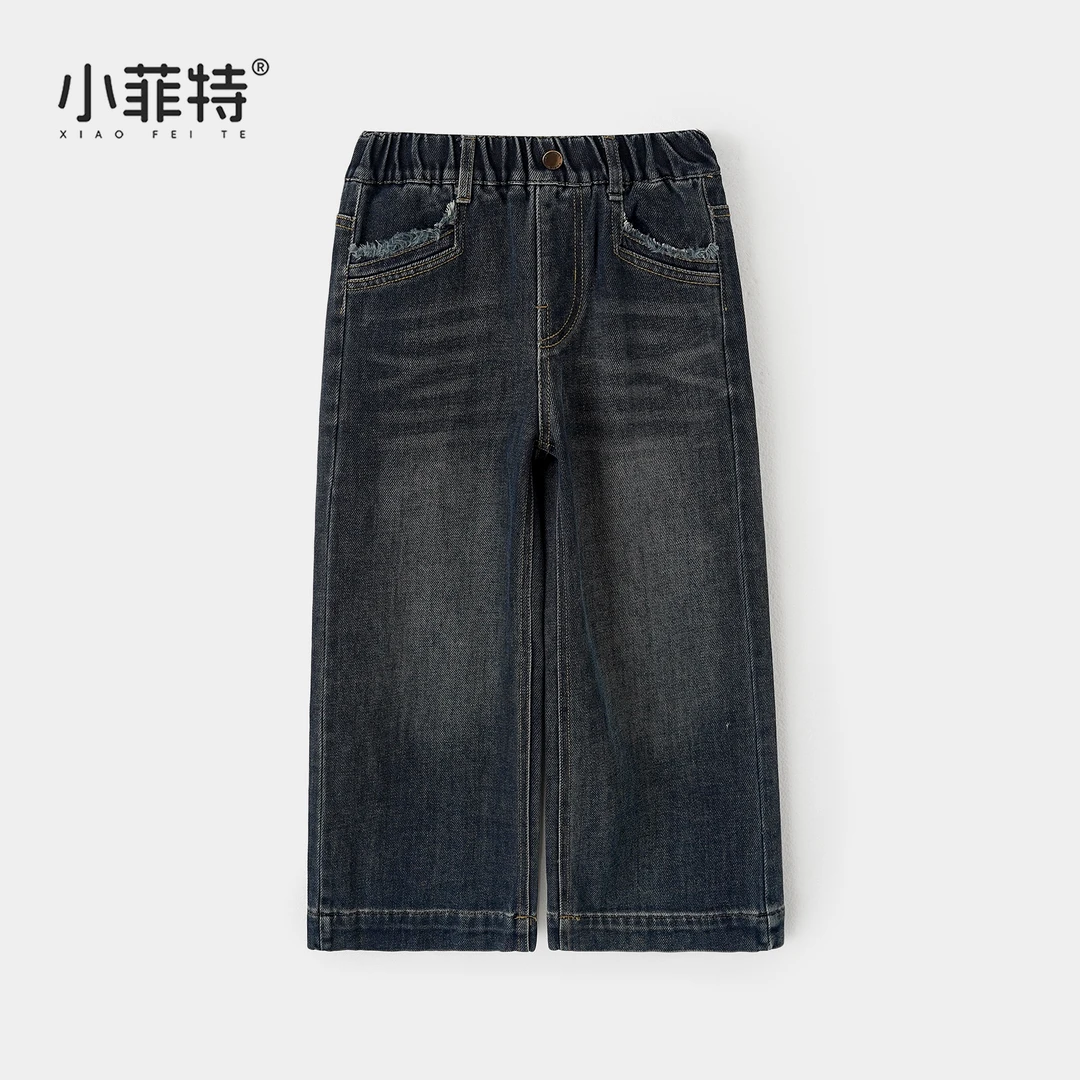 小菲特女童秋冬装新款牛仔裤中大童休闲直筒裤儿童裤子JMKQ53419