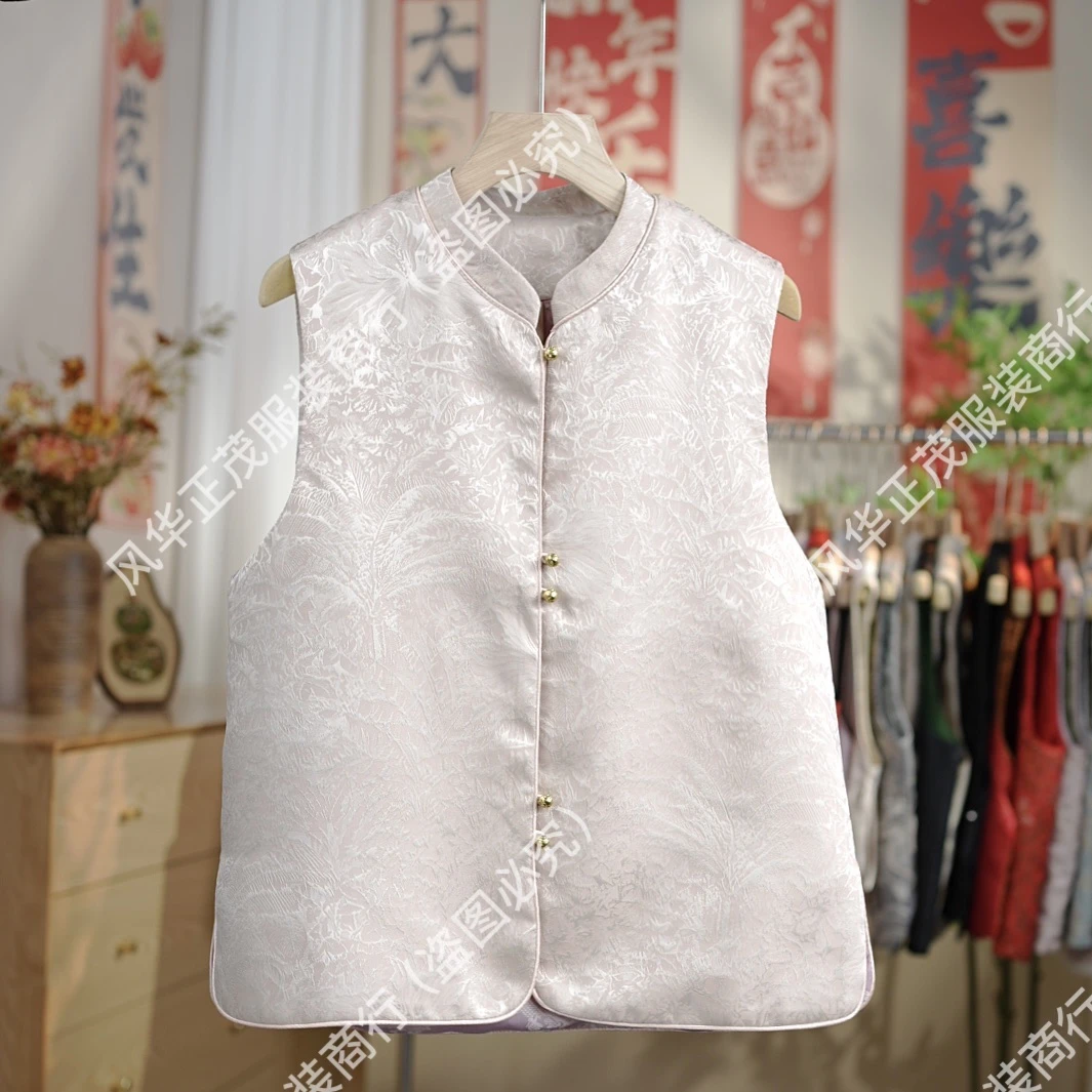 【3818】新中式国风重工提花立领马甲时尚复古马甲中式女装