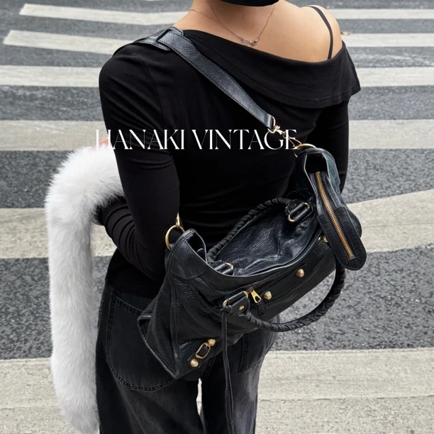 95新 Balenciaga/巴黎世家 花绮中古/巴黎世家黑色city中号机车