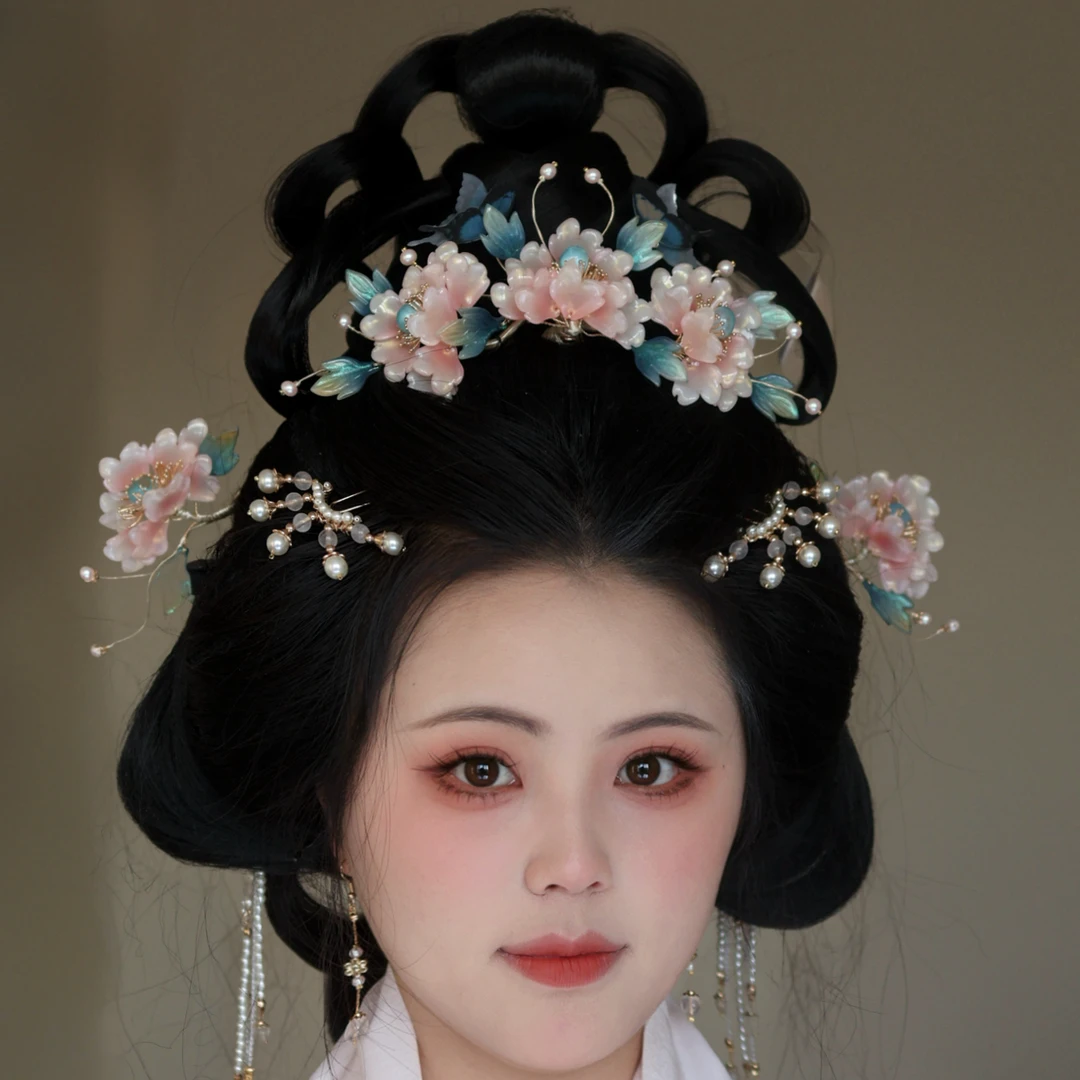 原创 折花 琉璃簪花发冠流苏发钗汉服配饰古风发饰单品链接