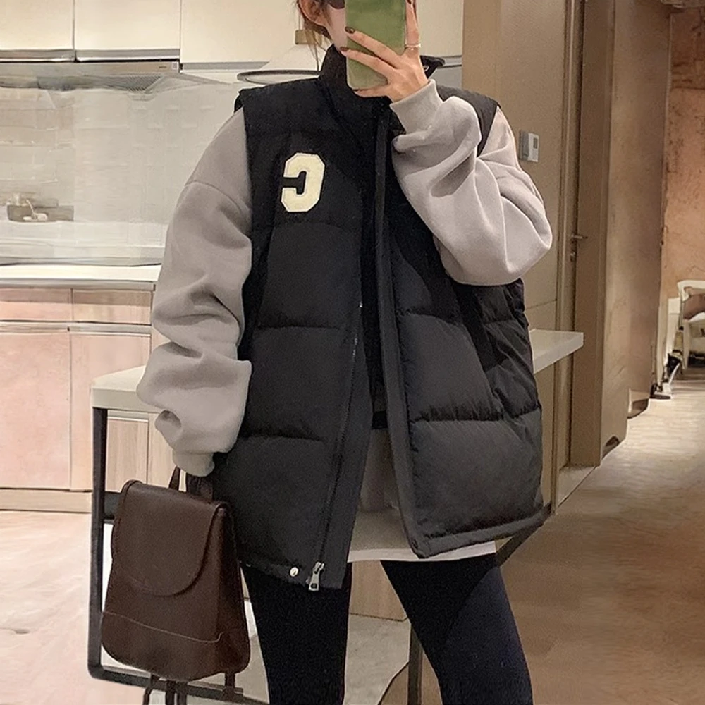 新款简约风马夹休闲百搭棉袄女棉衣2025秋冬棉服马甲厚外套