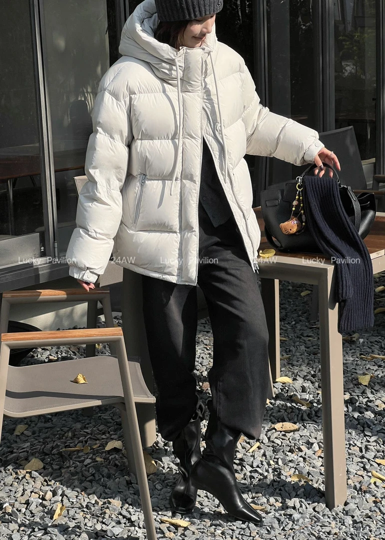 幸运阁连帽爆款新国标90白鸭绒08233