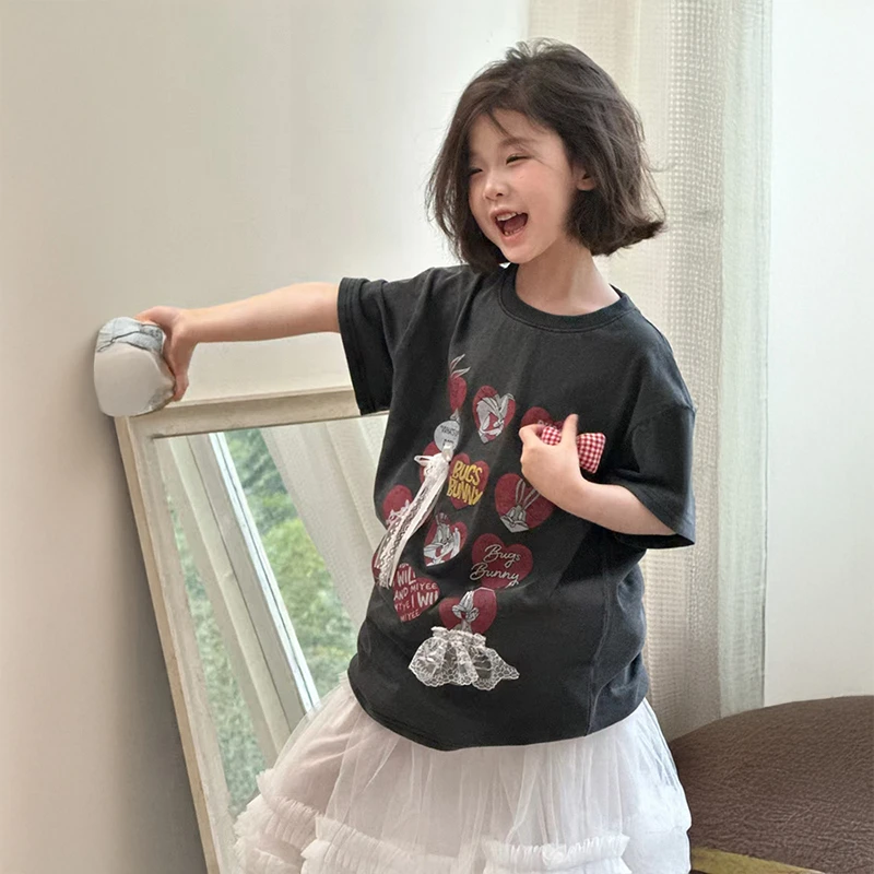 女童黑色套装夏季2025新款儿童短袖休闲夏装女孩洋气韩范衣服穿搭